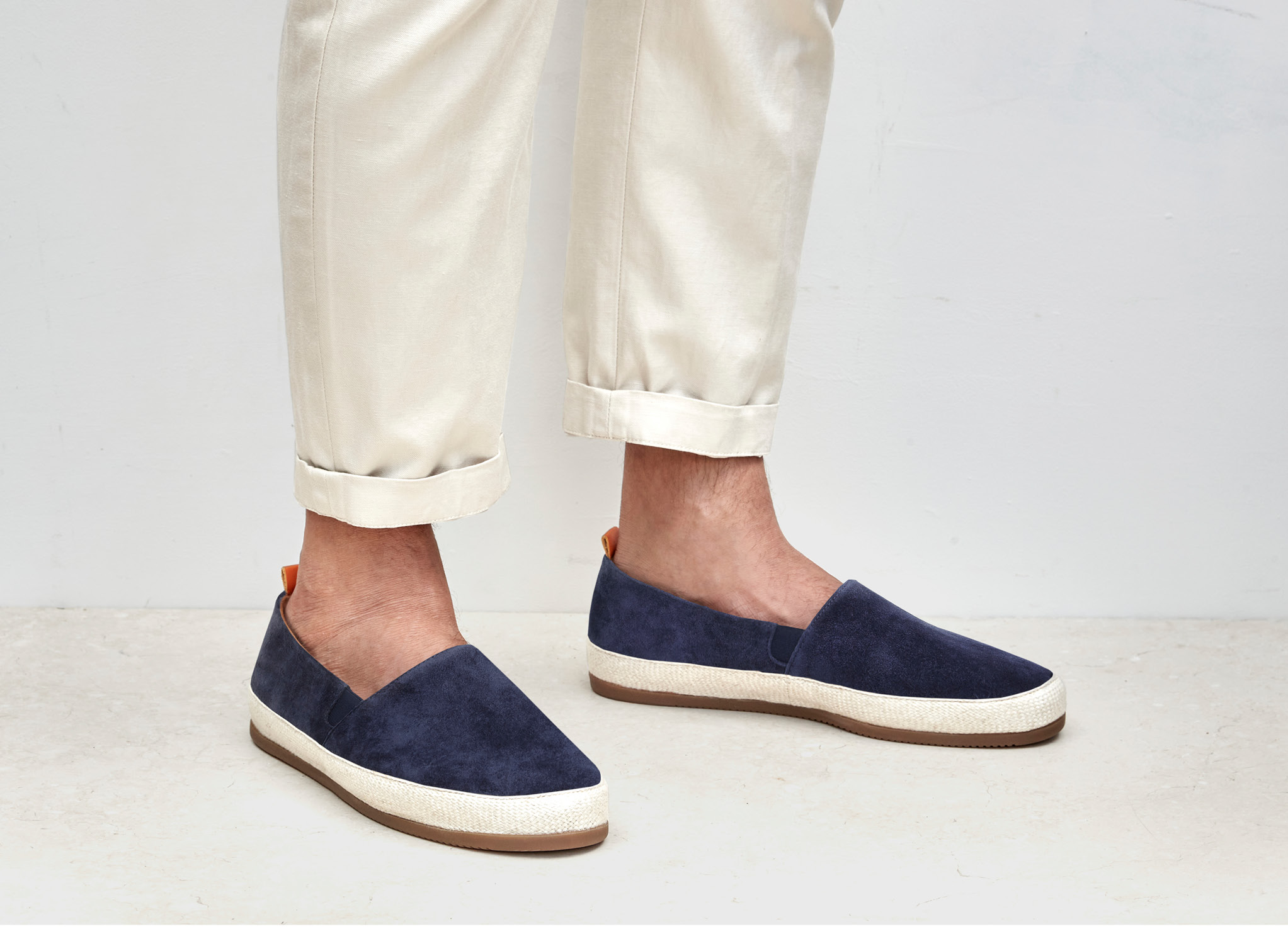 navy blue leather espadrilles