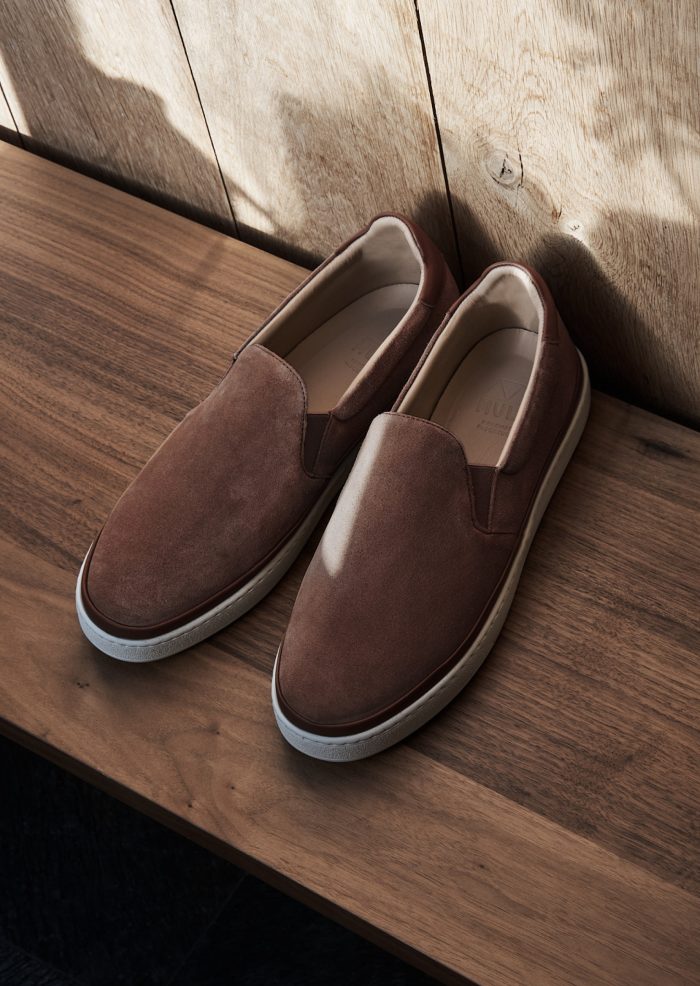 Suede Slip-On Sneakers for Men in Chestnut Brown