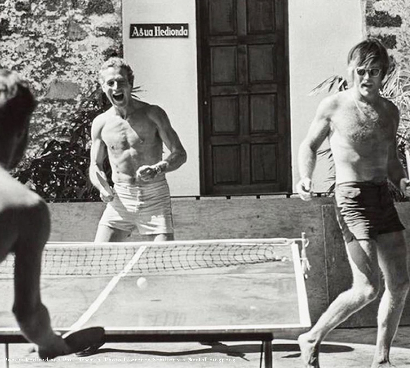 Robert Redford and Paul Newman playing Ping Pong