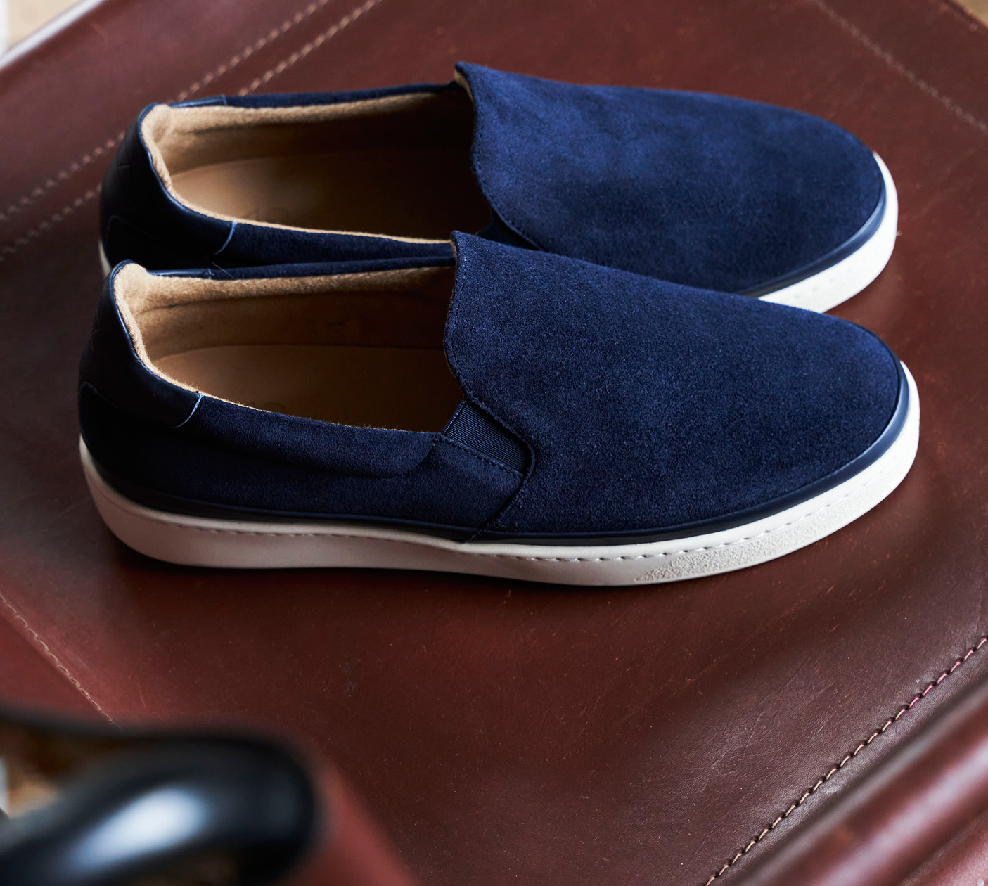 Uniform Dressing - Mens Slip-On Sneakers in Navy Suede