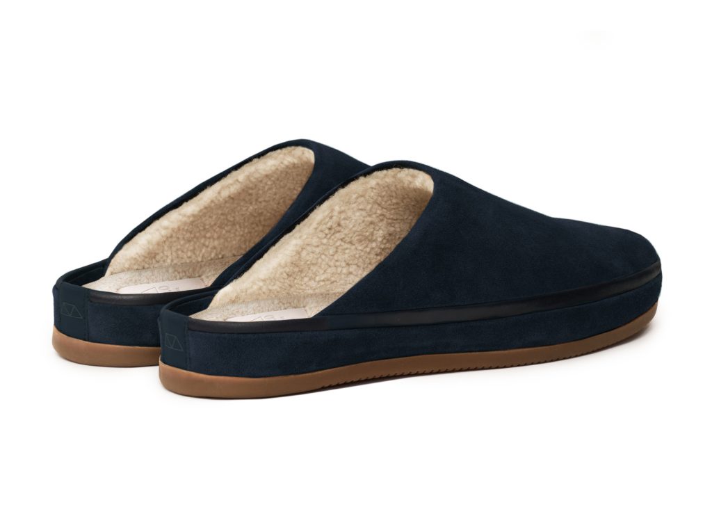 navy sheepskin slippers