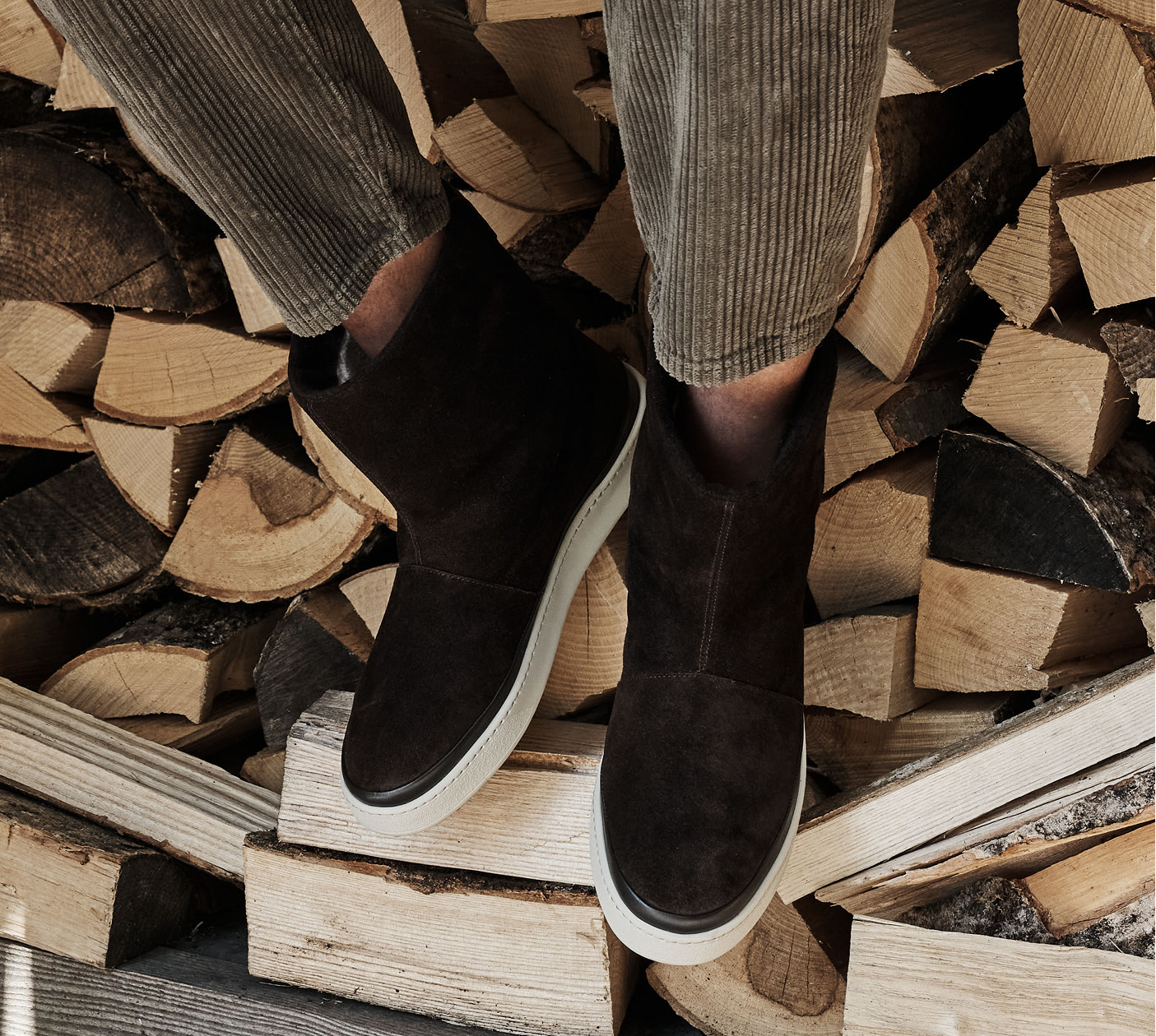 Winter Style - Brown Winter Boots with Sheepskin for Men